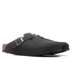 Birkenstock Women's Narrow Boston Vegan Birkibuc - Black -Shoe Series Store Birkenstock Women s Narrow Boston Vegan Birkibuc Black 1020497 02 11 2022 01 3