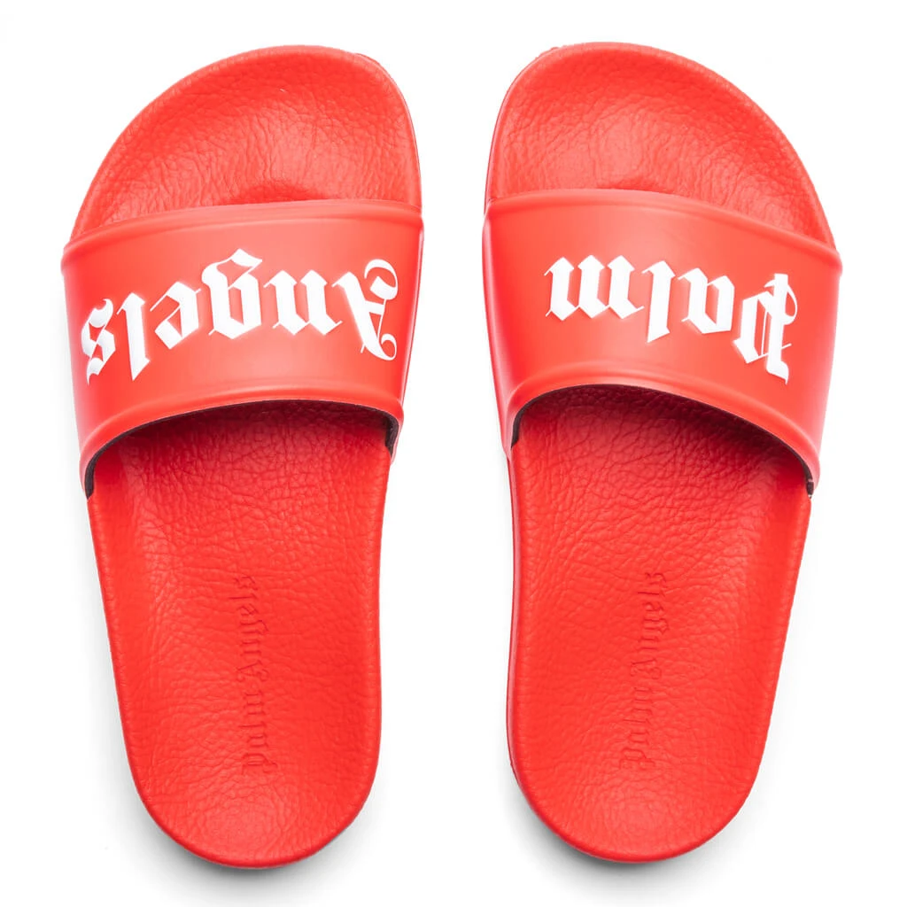 Palm Angels Kid's Pool Slider - Red/White 4 Palm Angels Kid's Pool Slider - Red/White - Image 2