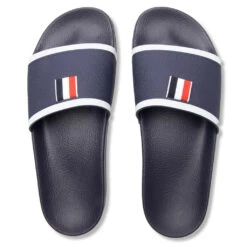 Rubber Pool Slide - Navy -Shoe Series Store Thom Browne Rubber Pool Slide Navy MFL054A 05690 415 04 03 22 Feature 6