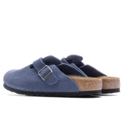 Birkenstock Wide Boston Suede Embossed - Indigo Blue -Shoe Series Store Wide Boston Suede Corduroy Indigo 1026203 08 06 23 Feature VR 4