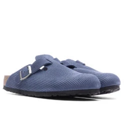 Birkenstock Wide Boston Suede Embossed - Indigo Blue -Shoe Series Store Wide Boston Suede Corduroy Indigo 1026203 08 06 23 Feature VR 5